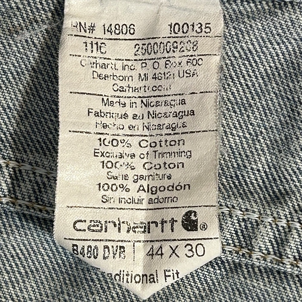Carhartt Traditional Fit Blue denim Jeans workwear 5 pocket B480 DVB Mens 44x30‎ - Picture 4 of 11